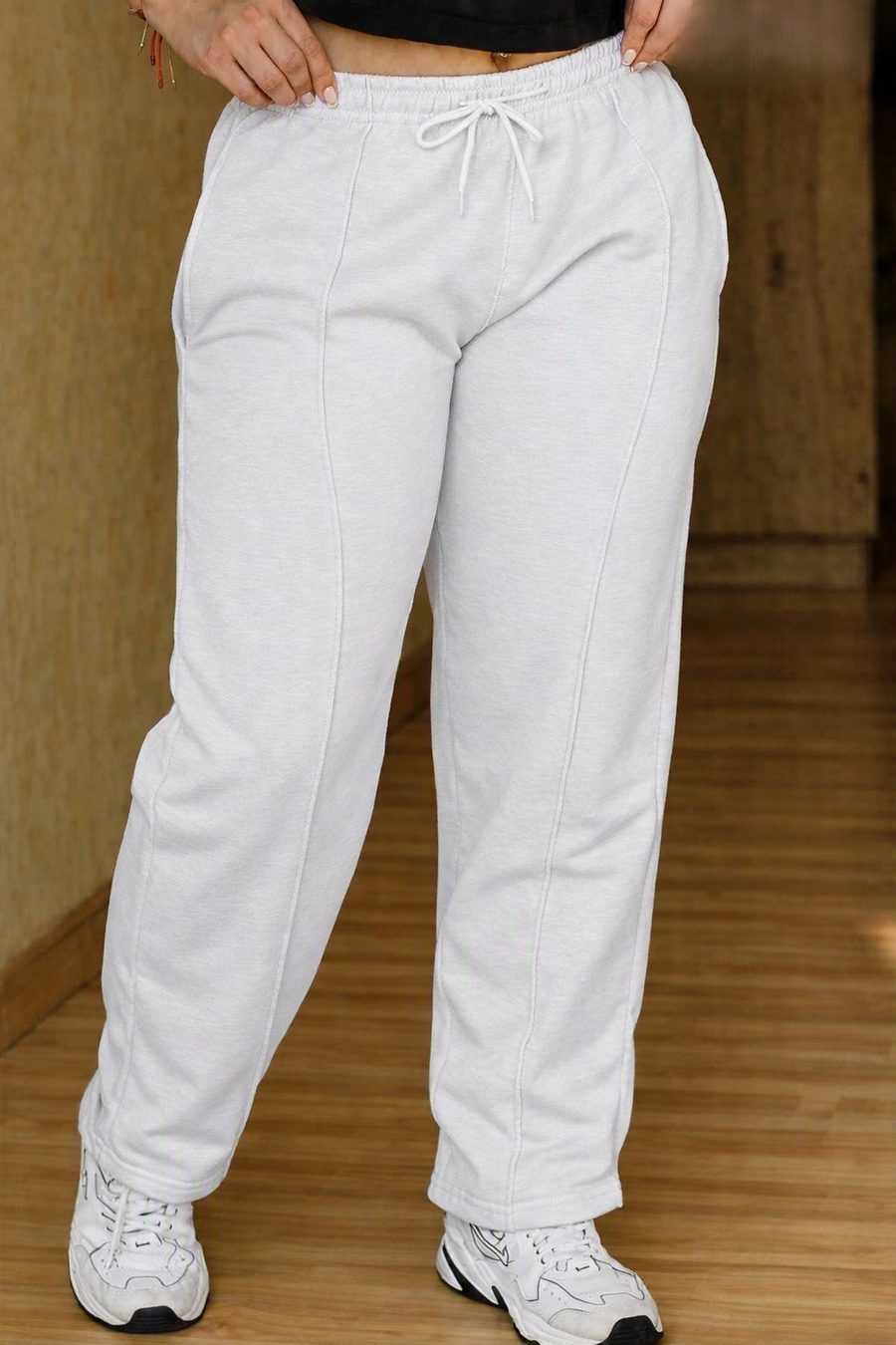 Pantalón bota recta color Blanco